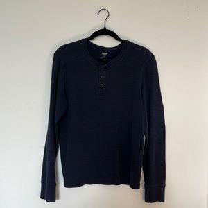 Old Navy 3 Button Up Long Sleeve Shirt, Blue, Small